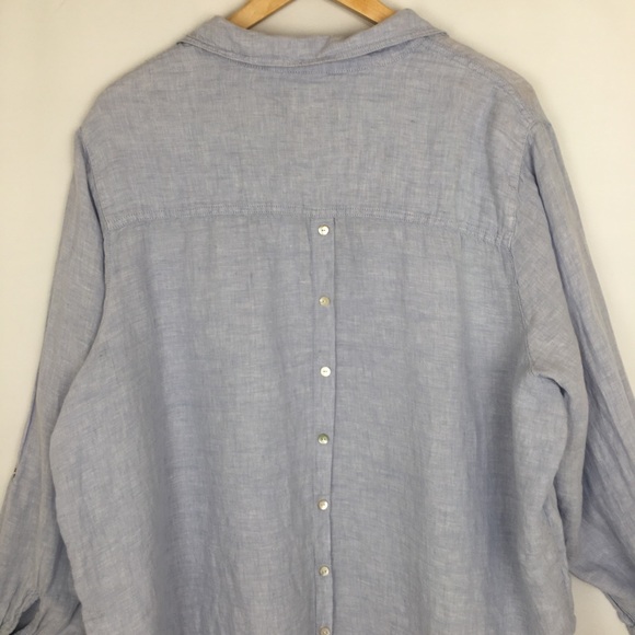 Tahari 100% Linen Tunic Top Light Blue Women’s Size 3X Lagenlook - Picture 5 of 10